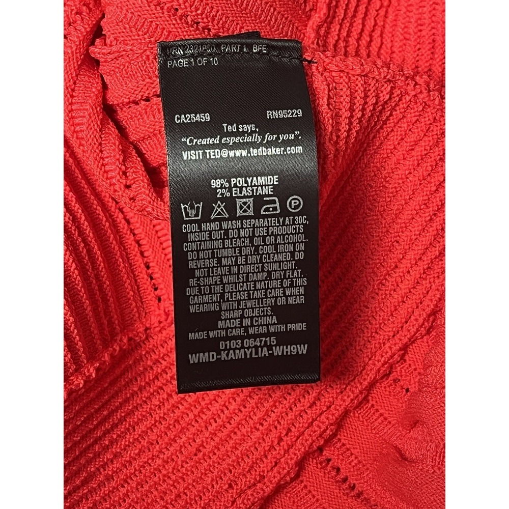 NWT Ted Baker Kamylia Knit Skater Dress 5 Red Career Interview Textured Stretch - Picture 14 of 15